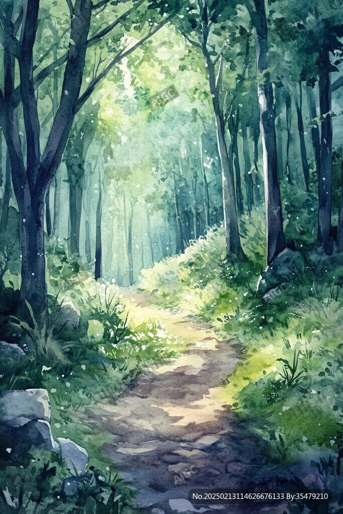 林間小道手繪