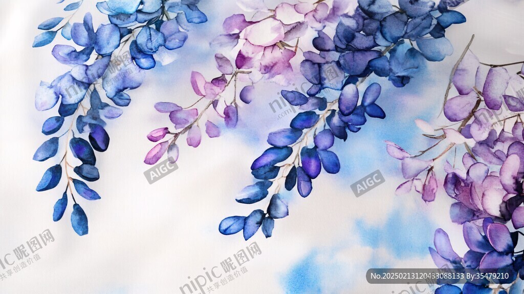 水彩藍花楹背景墻
