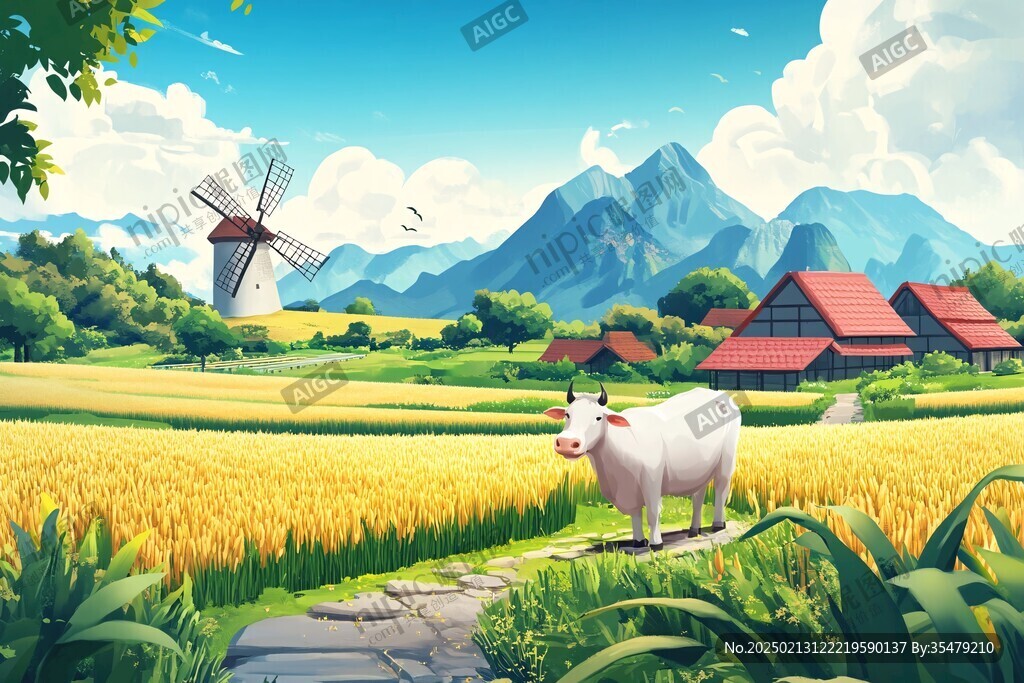 鄉(xiāng)村場景插畫