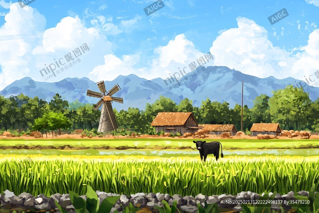 鄉村場景插畫