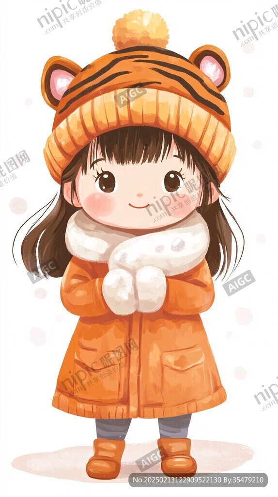 大雪女孩插畫