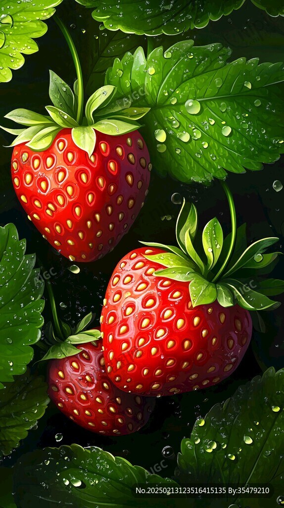 豎版草莓插畫海報
