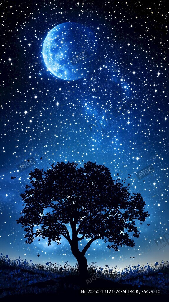 手繪唯美夜晚