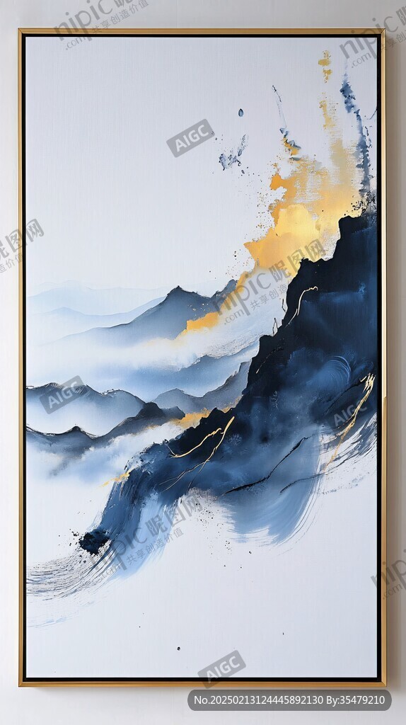 新中式水墨海浪裝飾畫