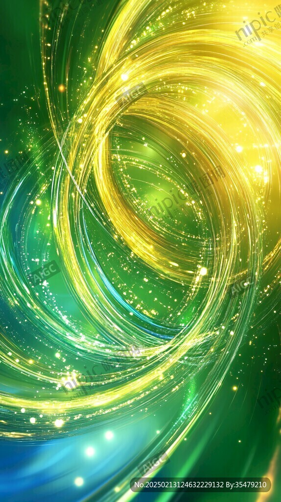 綠色色彩變幻金色波紋