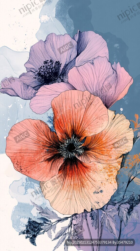 銀蓮花插畫