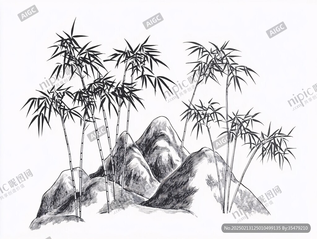 竹樹山石