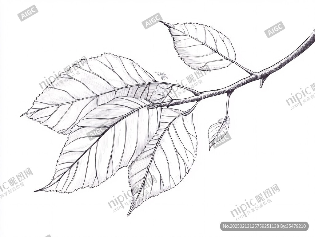 枝葉線描畫
