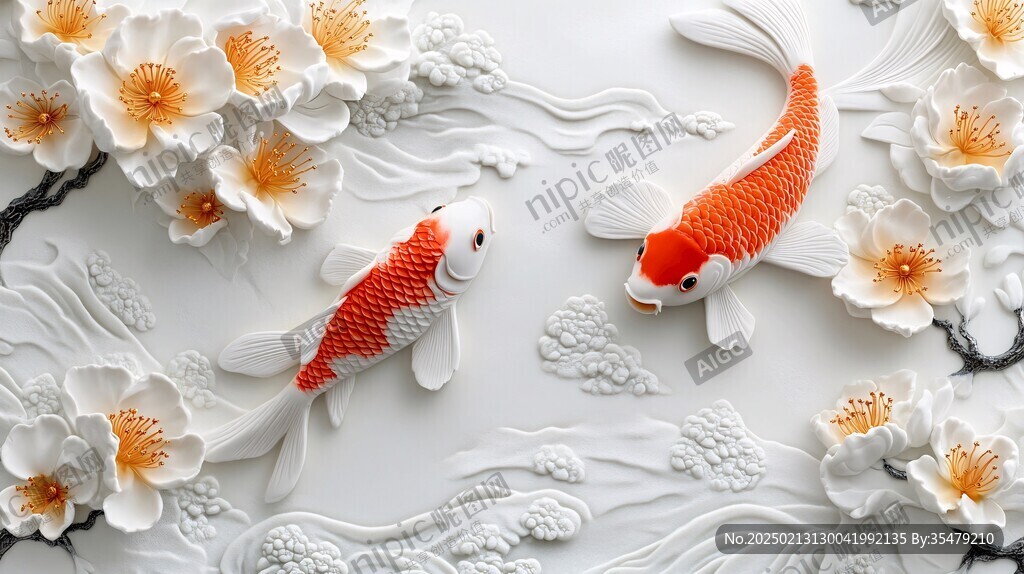 3d浮雕金魚鯉魚