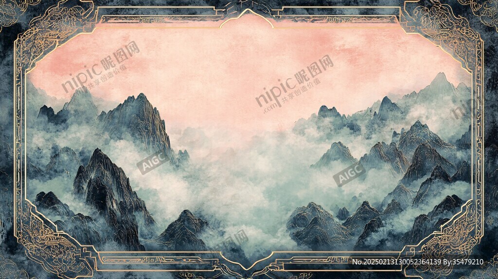 山水大理石拼花背景