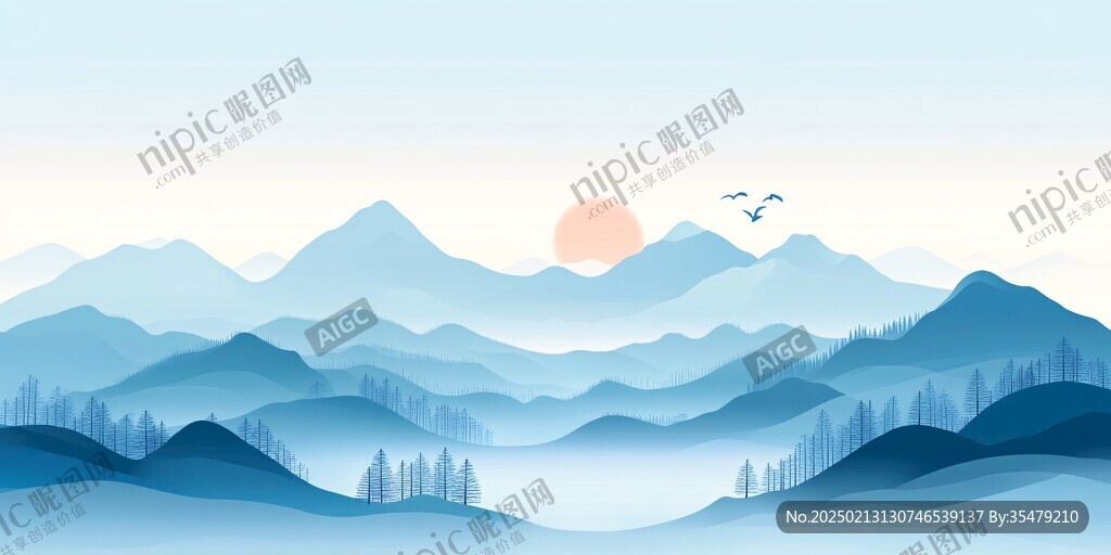 簡約風景插畫