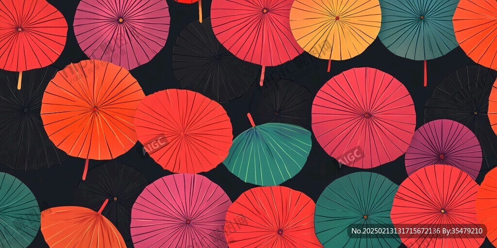 彩色雨傘裝飾背景