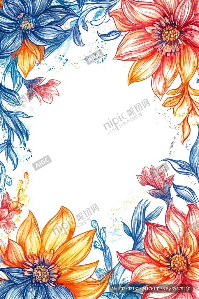 大麗花插畫
