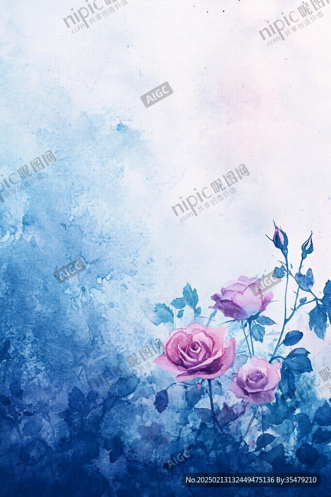 唯美水彩薔薇花