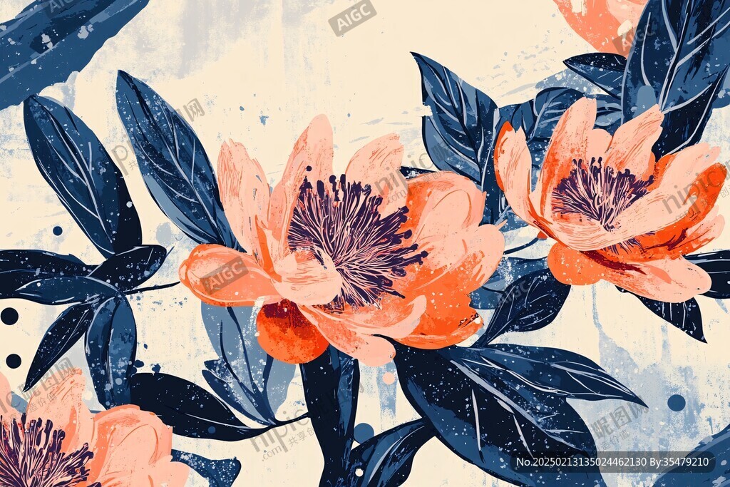 古風(fēng)花卉包裝插畫(huà)
