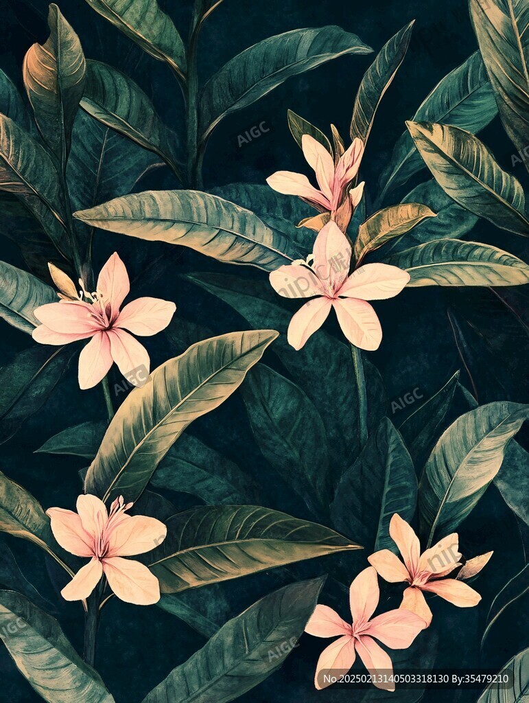 田園風熱帶樹葉花朵