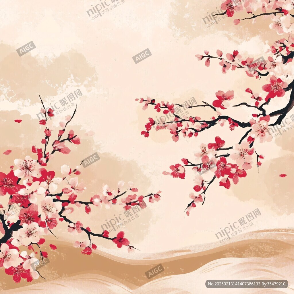 手繪梅花背景