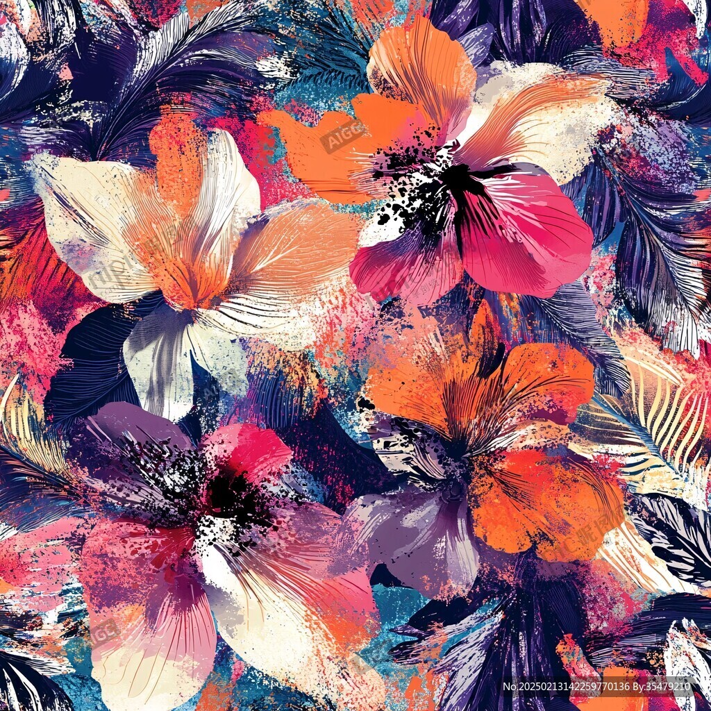 服裝數(shù)碼印花花卉素材