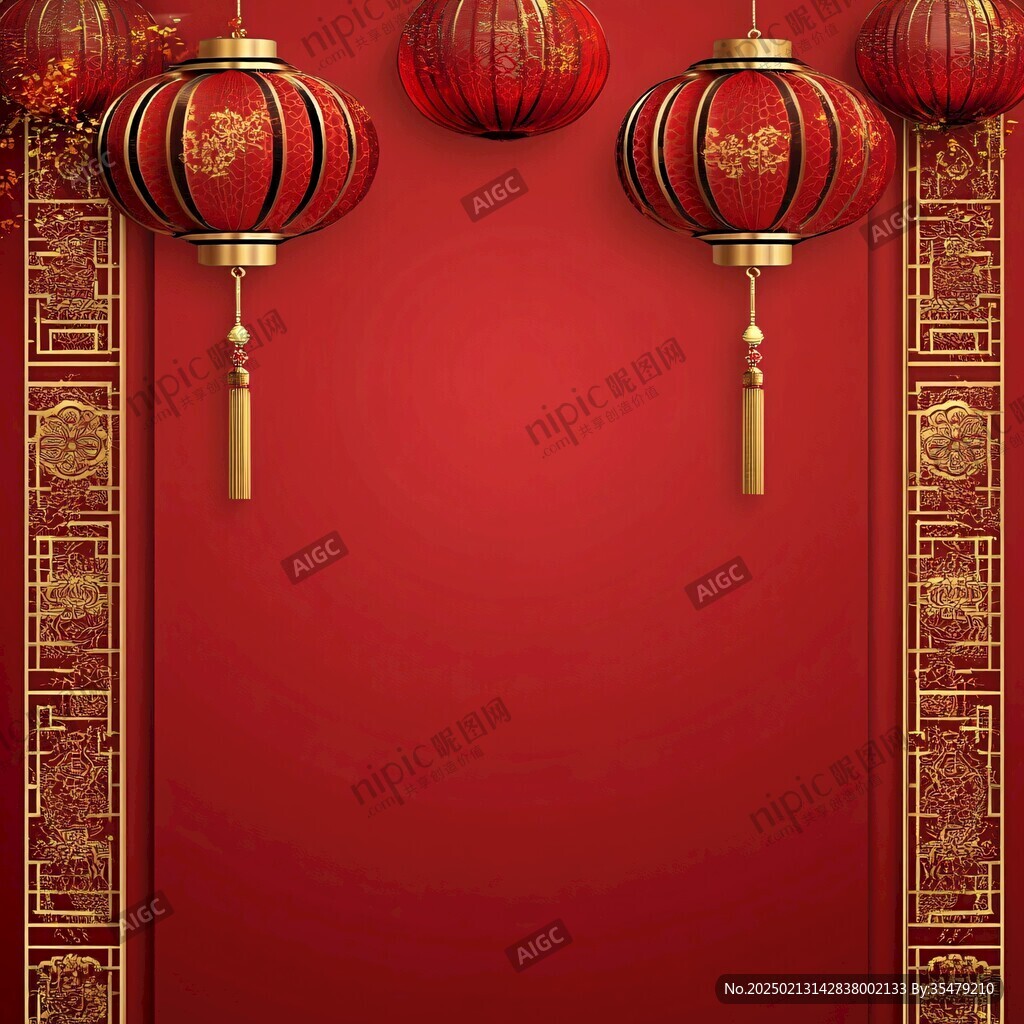 紅色邊框燈籠背景