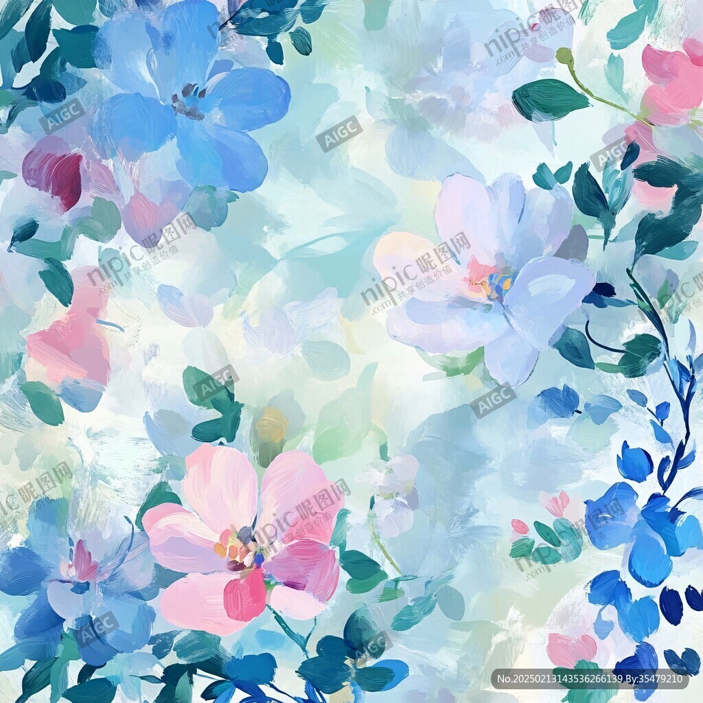 水彩花卉壁畫
