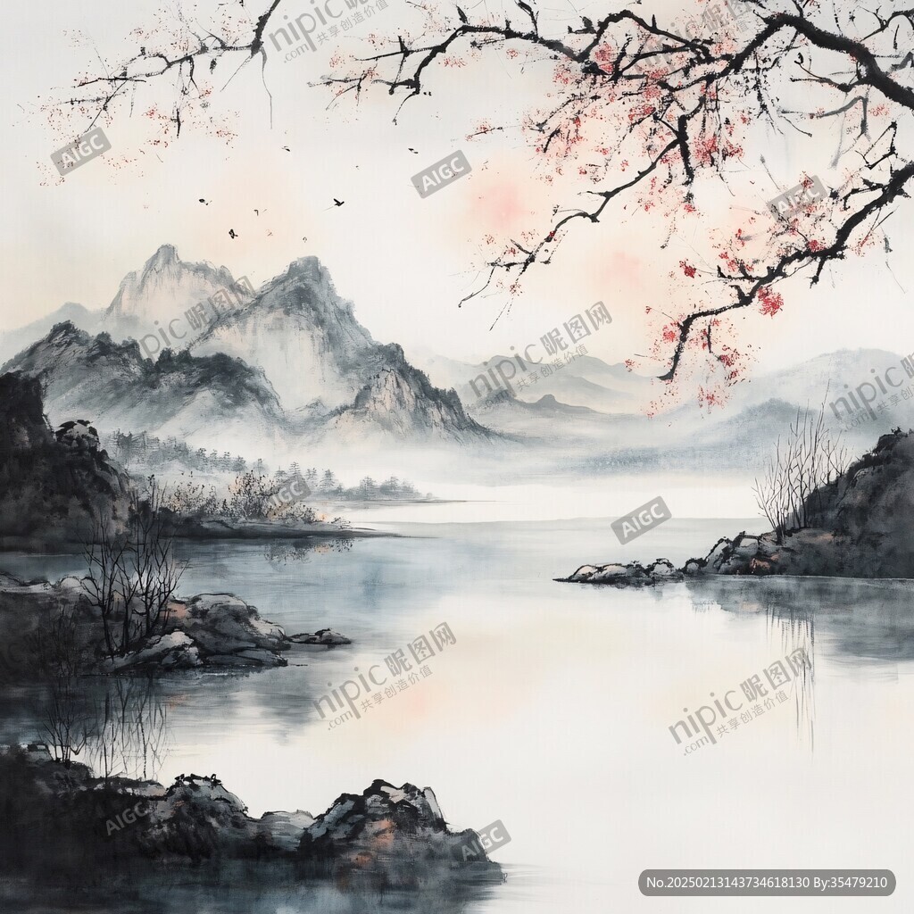 紅葉古風(fēng)山水畫(huà)