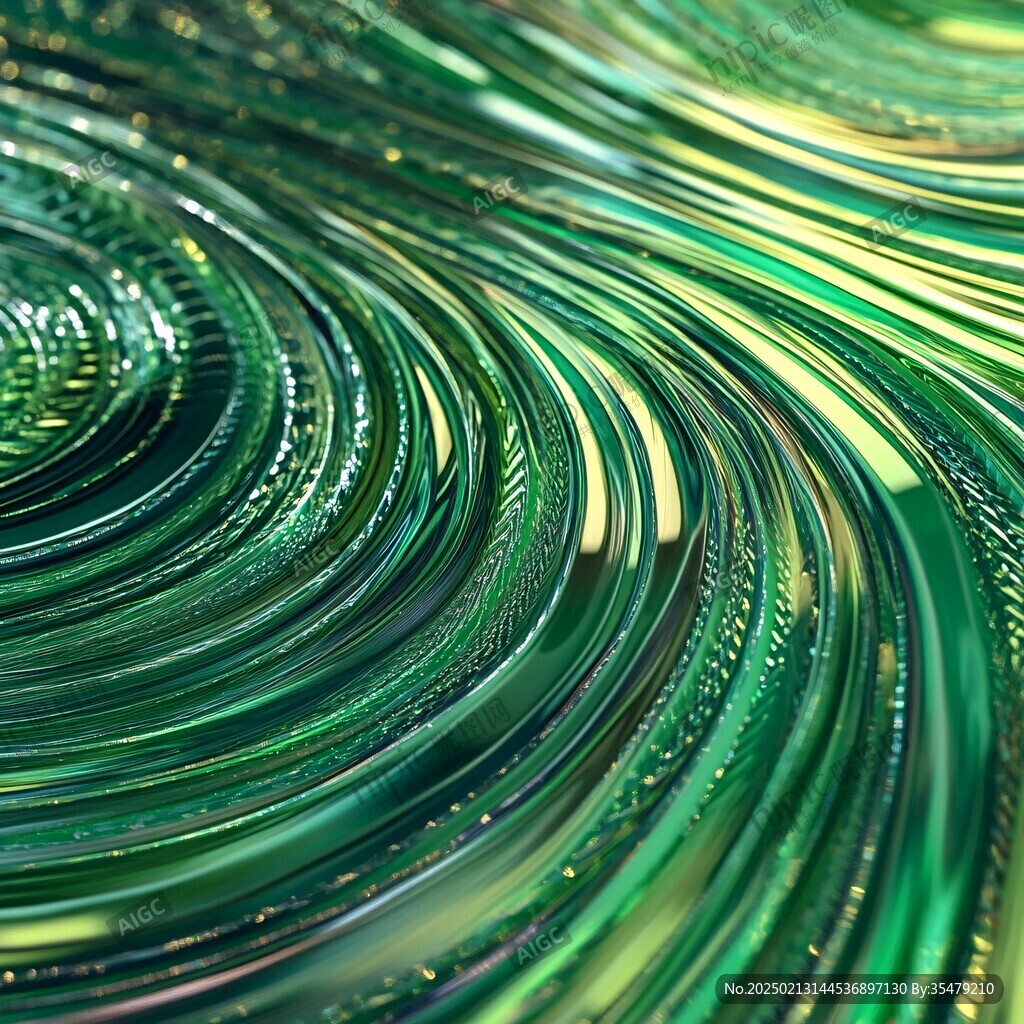 綠色色彩變幻金色波紋