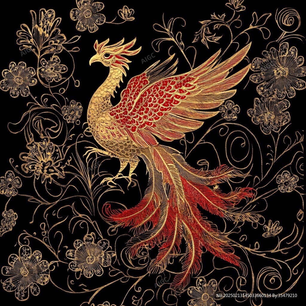 鳳凰牡丹圖案