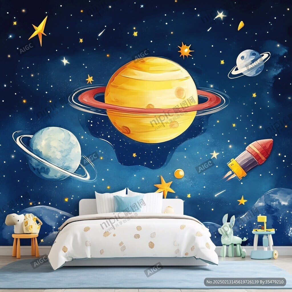 兒童夢幻星球背景墻
