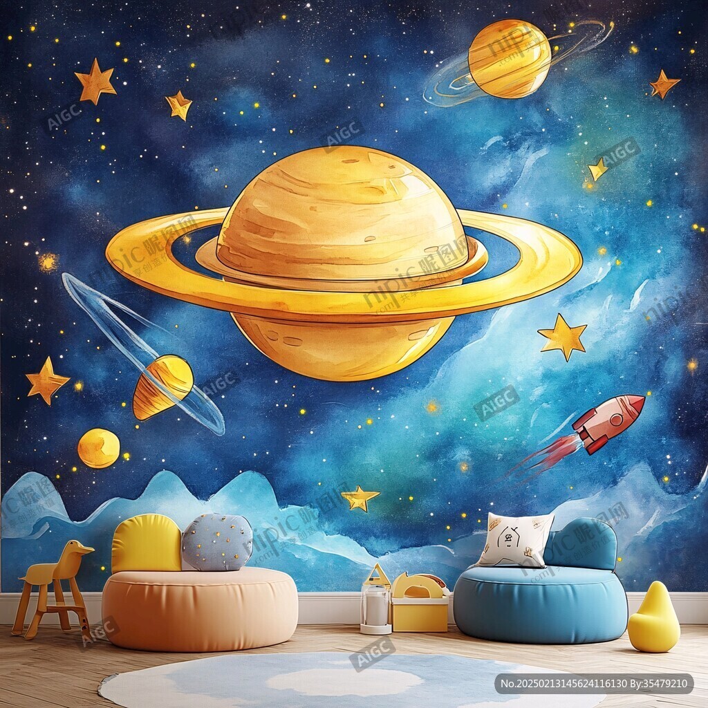 兒童夢幻星球背景墻