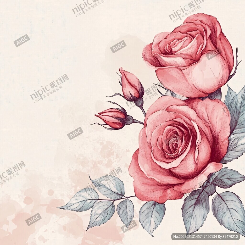 手繪玫瑰花插畫