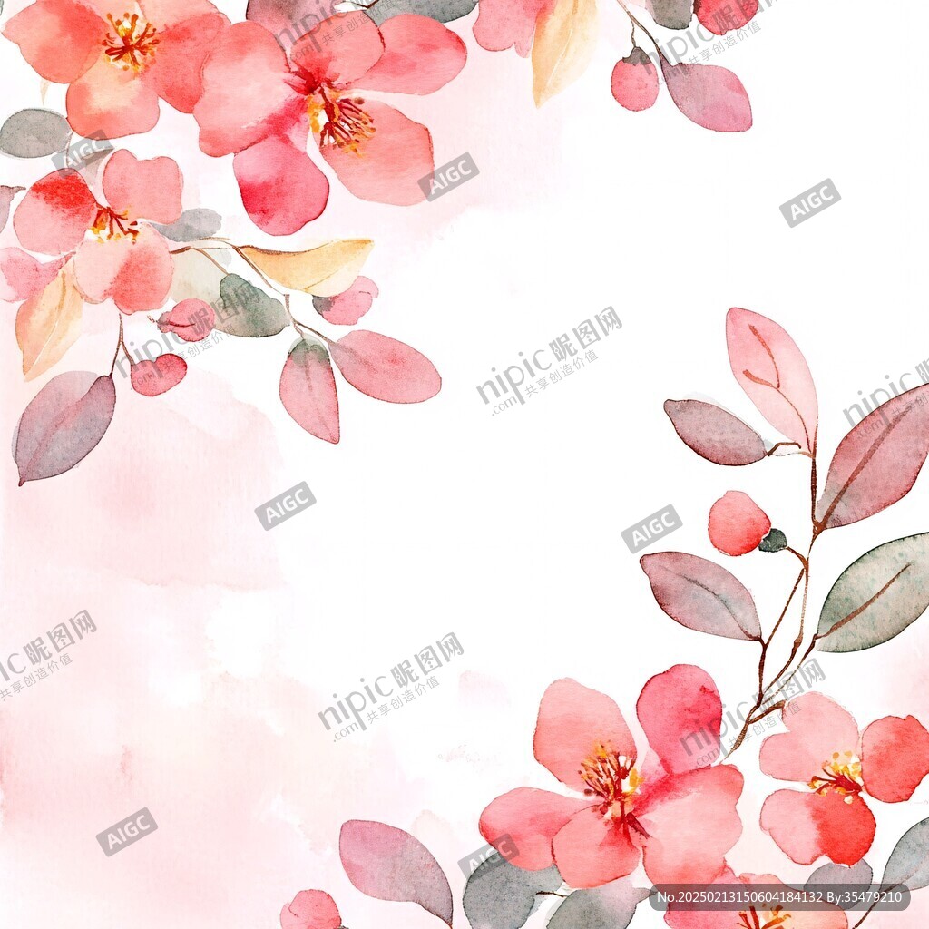 水彩風(fēng)格花卉胭脂插畫