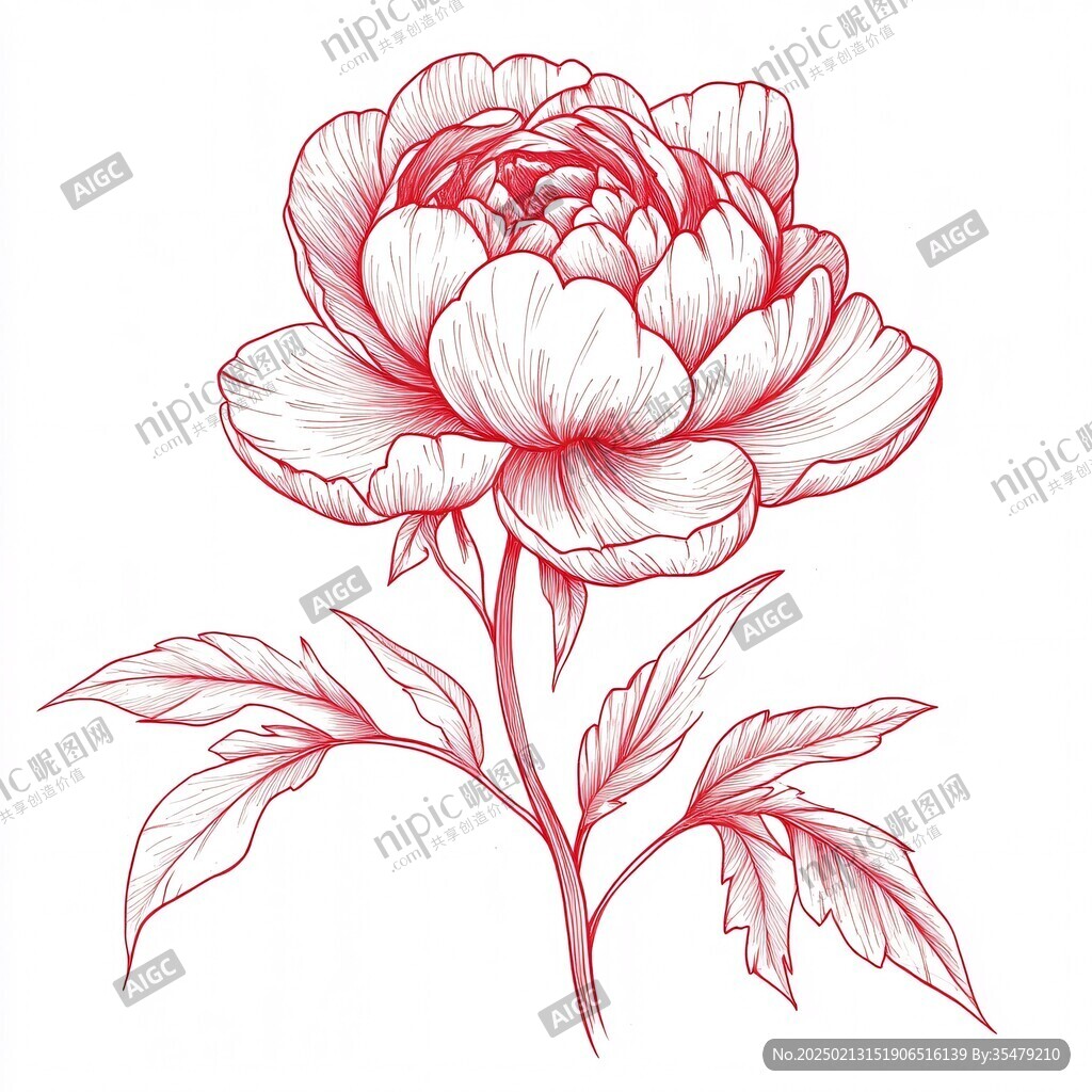 芍藥手繪稿