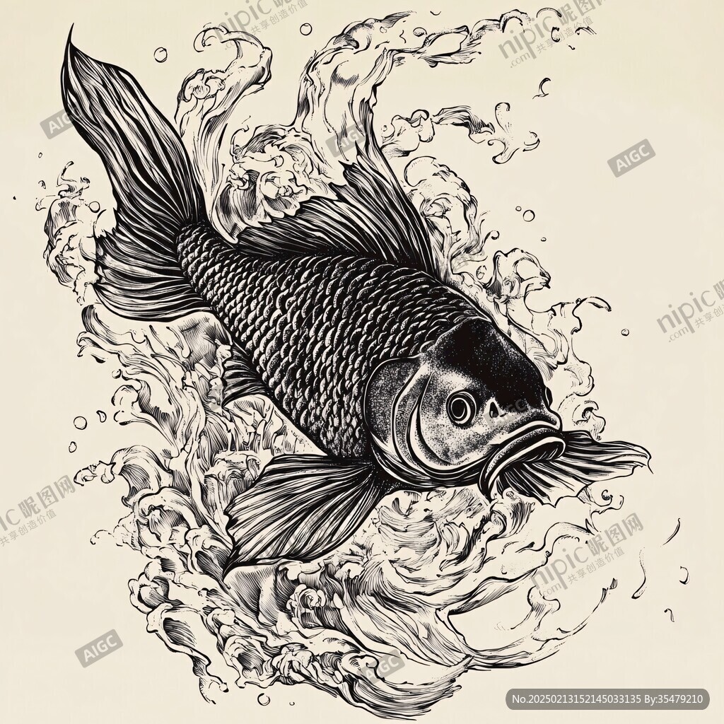 白描錦鯉