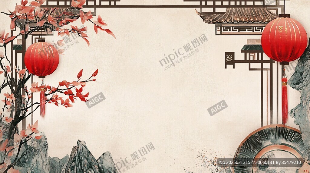 水墨新中式喜慶背景