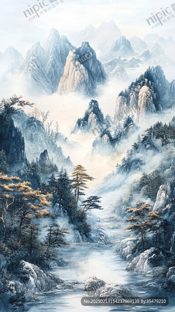 奢華質感山水裝飾畫