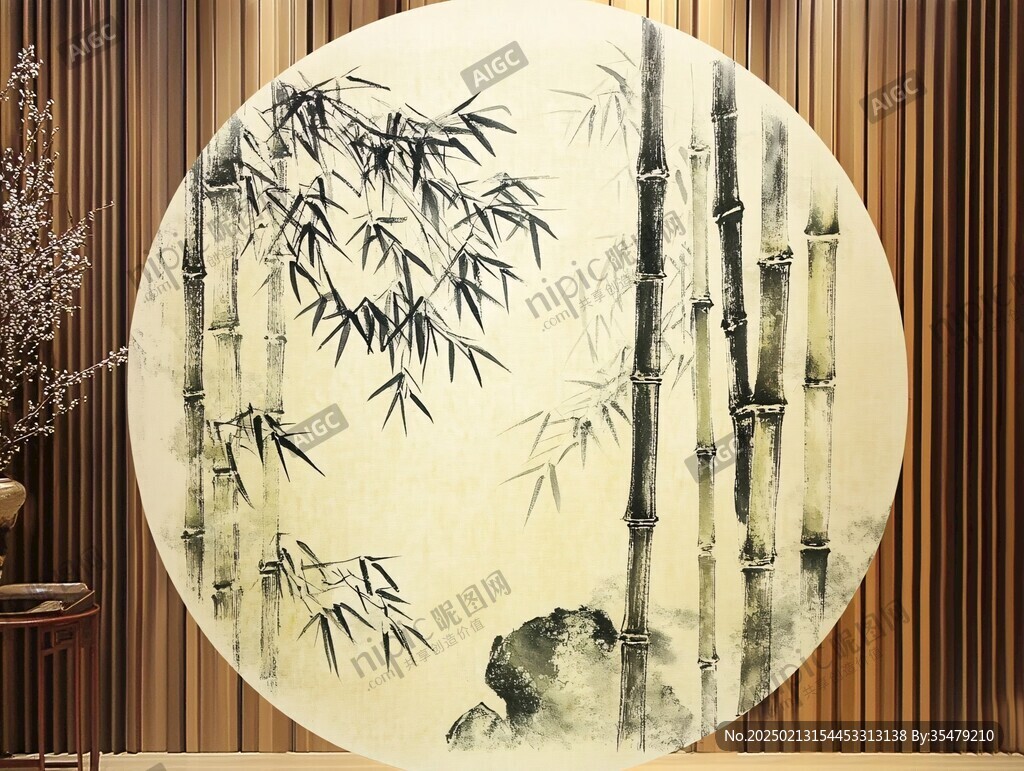 復(fù)古竹林背景墻