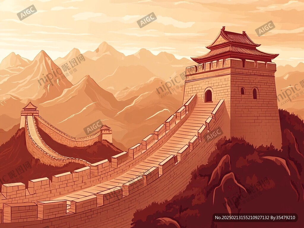 長城風(fēng)景插畫