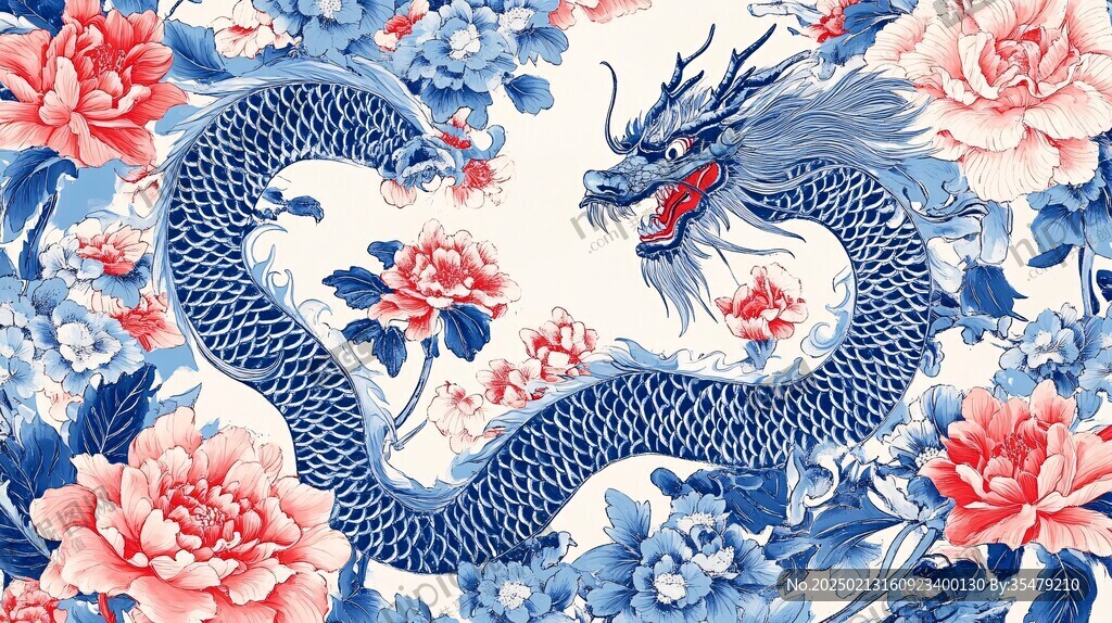 龍鳳呈祥噴繪插畫高清