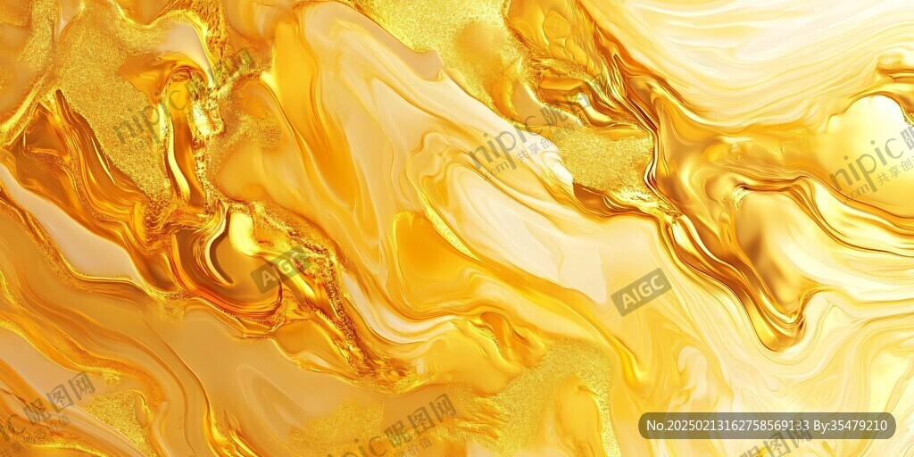 金色抽象流體紋理背景