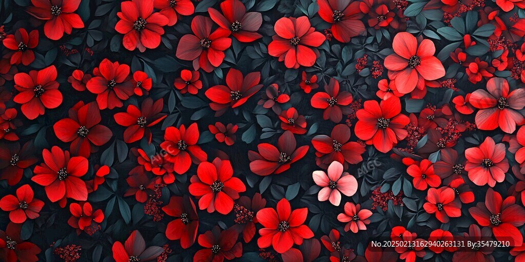 紅底黑花