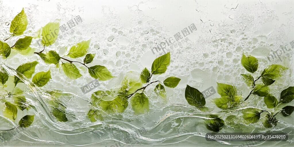 水面上的枝葉