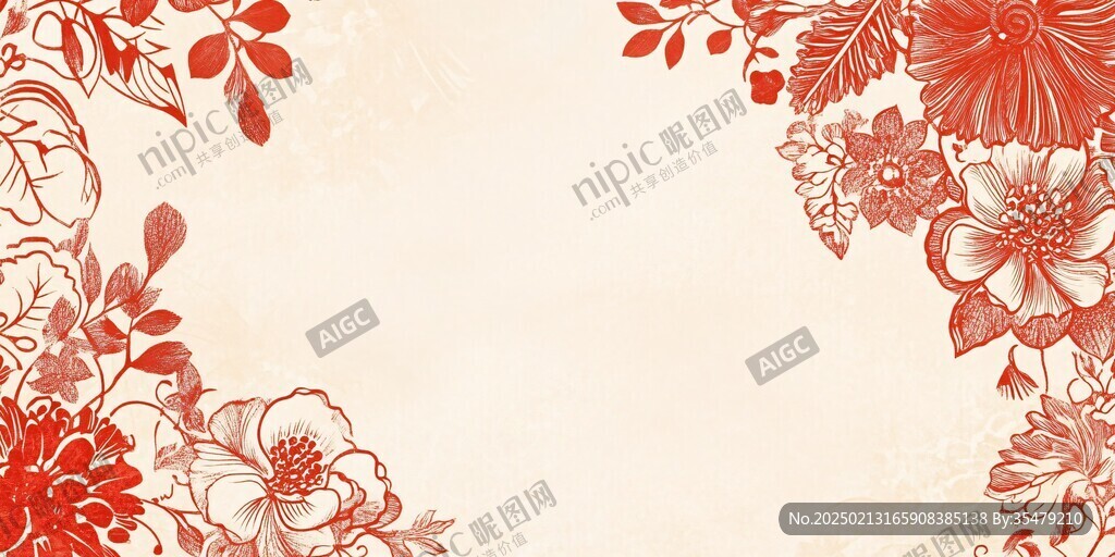 森系粉橙色花朵背景