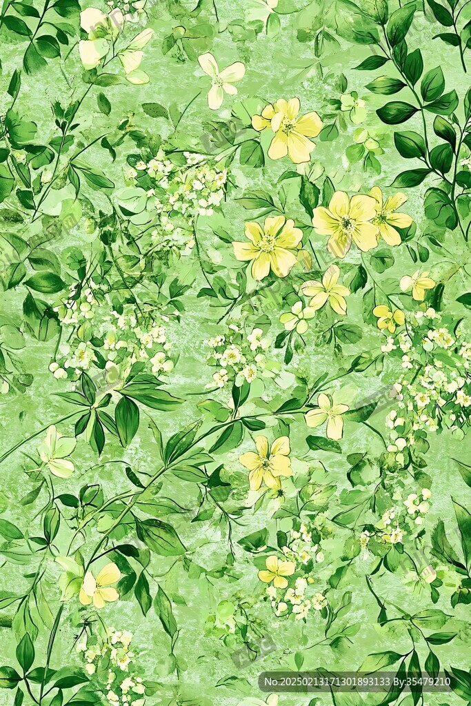 黃色小花綠背景