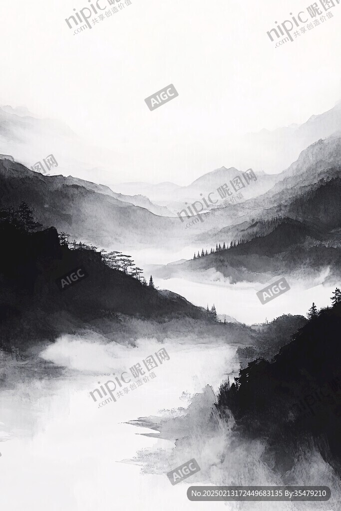 低調復古水墨山水