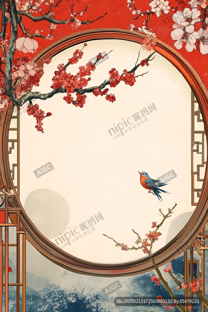 古風古典復古梅花背景