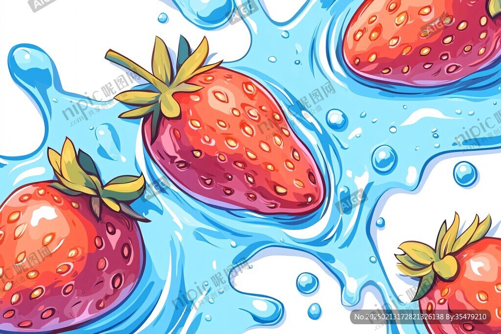 草莓汁插畫