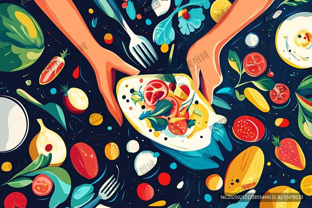 輕食插畫