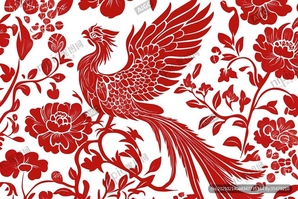 鳳凰牡丹圖案
