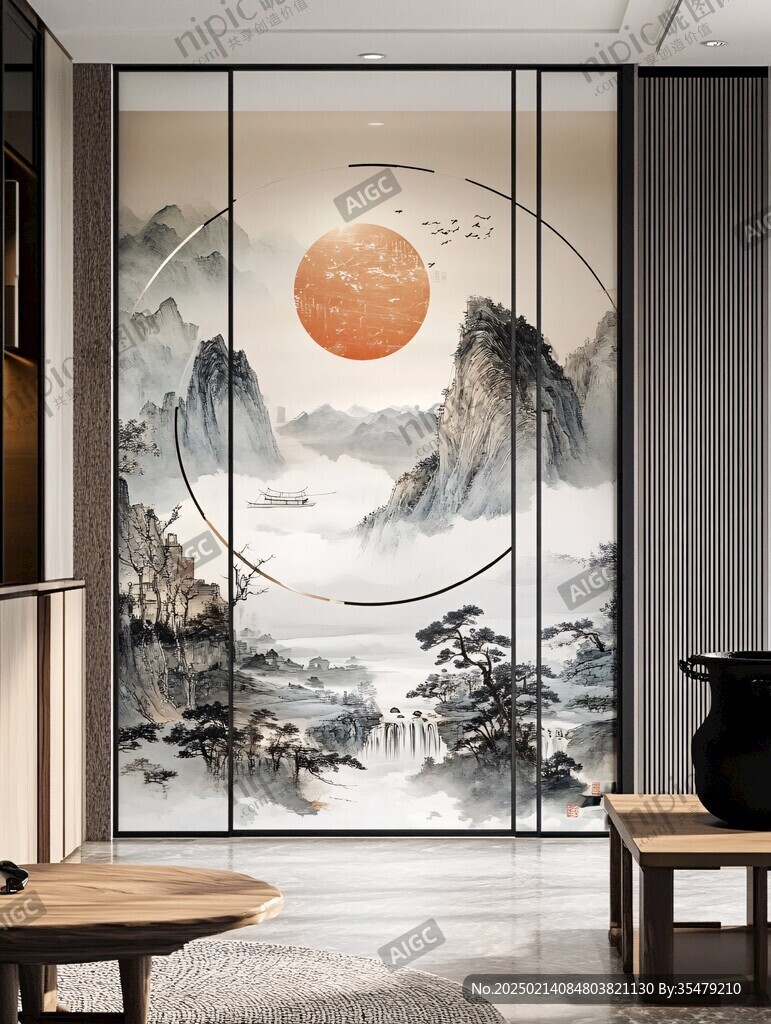 藝術玻璃山水畫