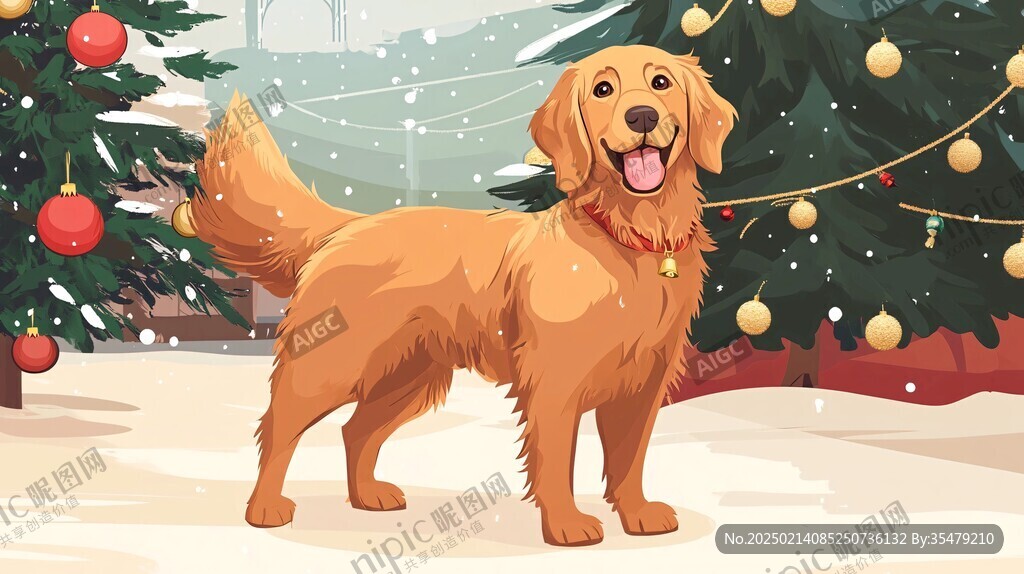 金毛犬插畫